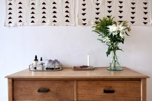 Flowers on chest drawers